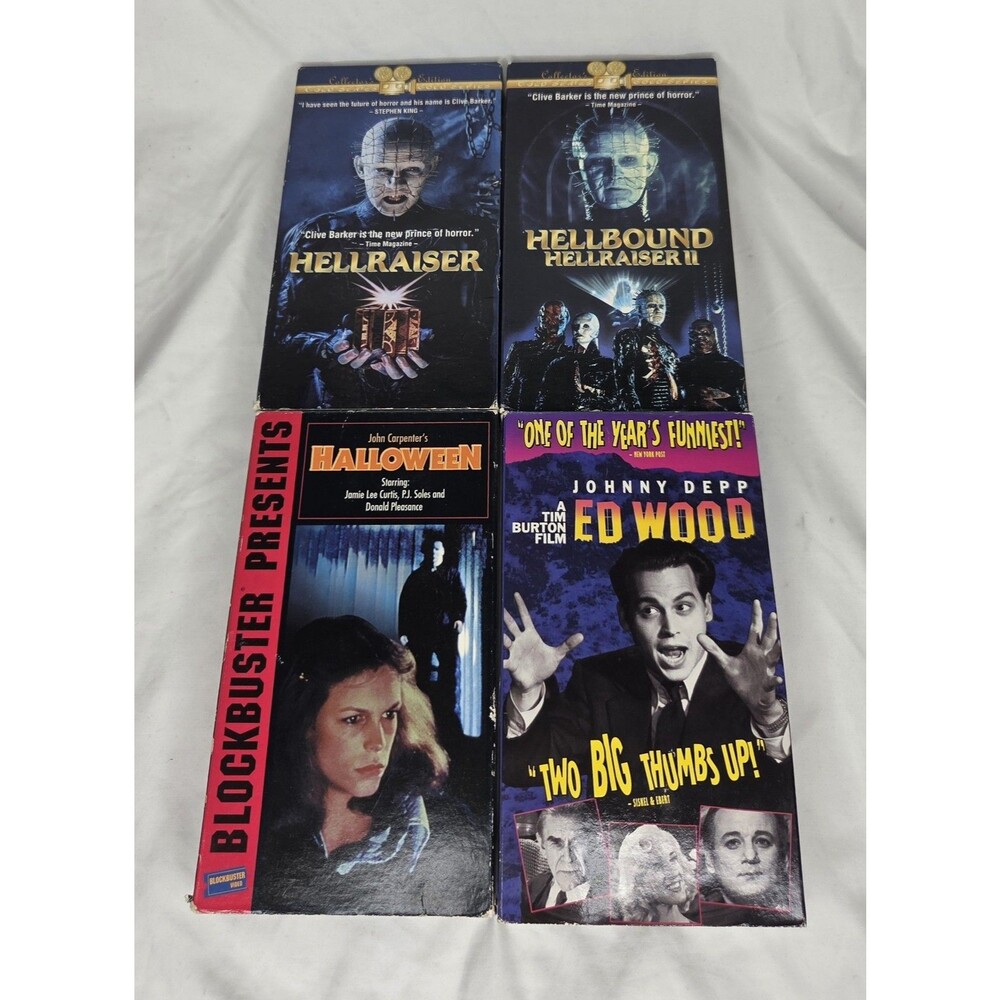 Horror VHS Lot Halloween Hellraiser I Ed Wood Johnny Depp Tìm Burton Retro Movie